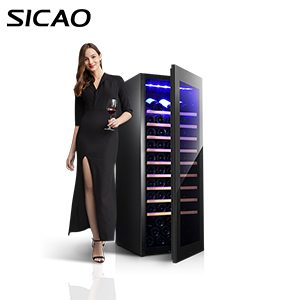SICAO 200L full black mirror surface glass door freestanding wine cooler