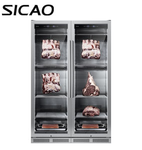 760 Liter 2pcs combine display dry age chiller fridge