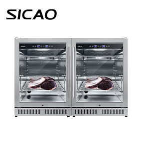 300 Liter 2pcs combine display dry aging refrigerator